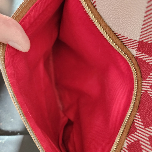 Dooney & Bourke Cranberry Crossbody/Shoulder Coated Cotton w/Leather Excellent - Picture 12 of 16